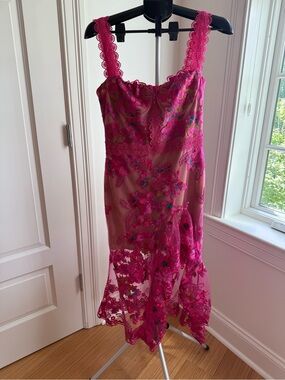 Bronx and Banco Fuchsia Pink Floral Lace Dress